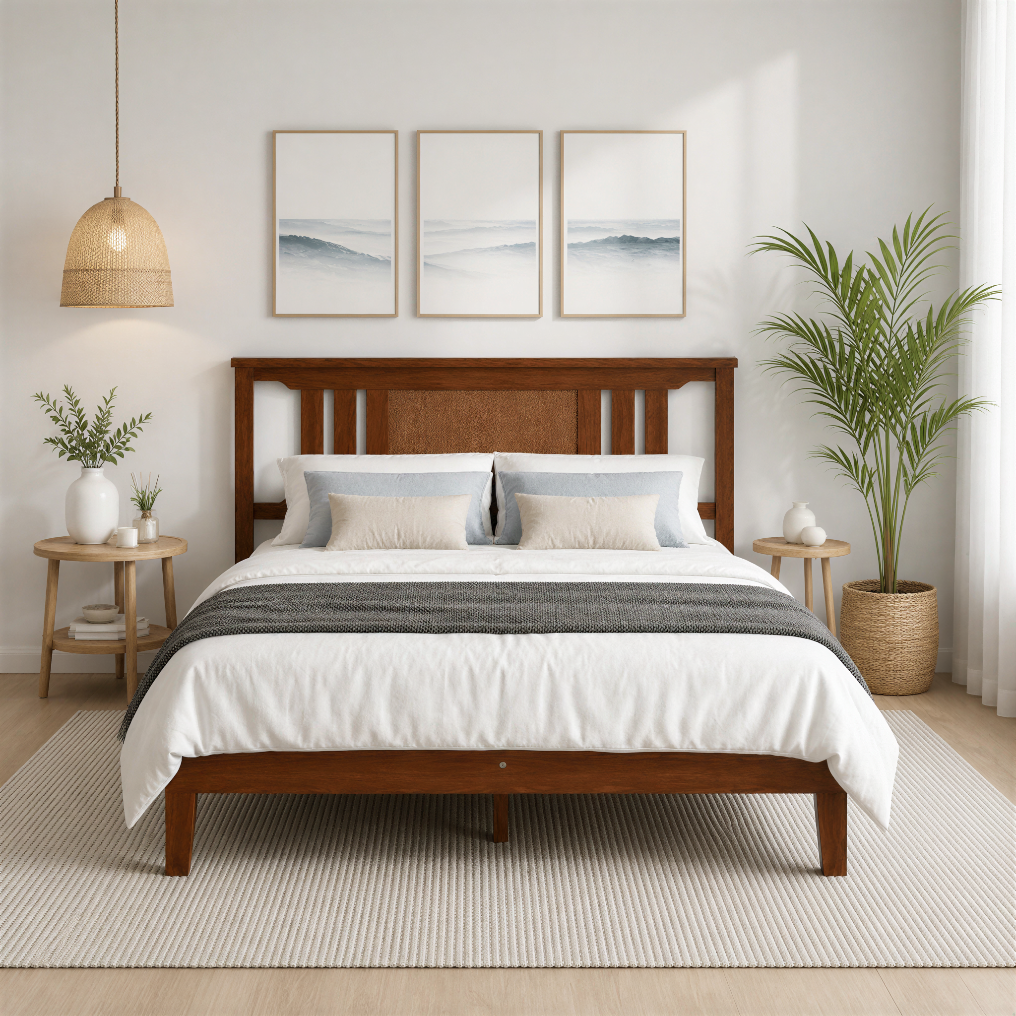 Roomisland Full Size Platform Bed Frame with Headboard, 12 Inch Heavy Duty Wooden Bed Frame, No Box Spring Needed, Under Bed Storage, Easy Assembly, Walnut