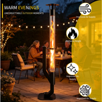 Roomisland 61 inch Steel Smokeless Wood Pellet Fire Torch with Glass Tube, Tall Outdoor Patio Bonfire Ambiance
