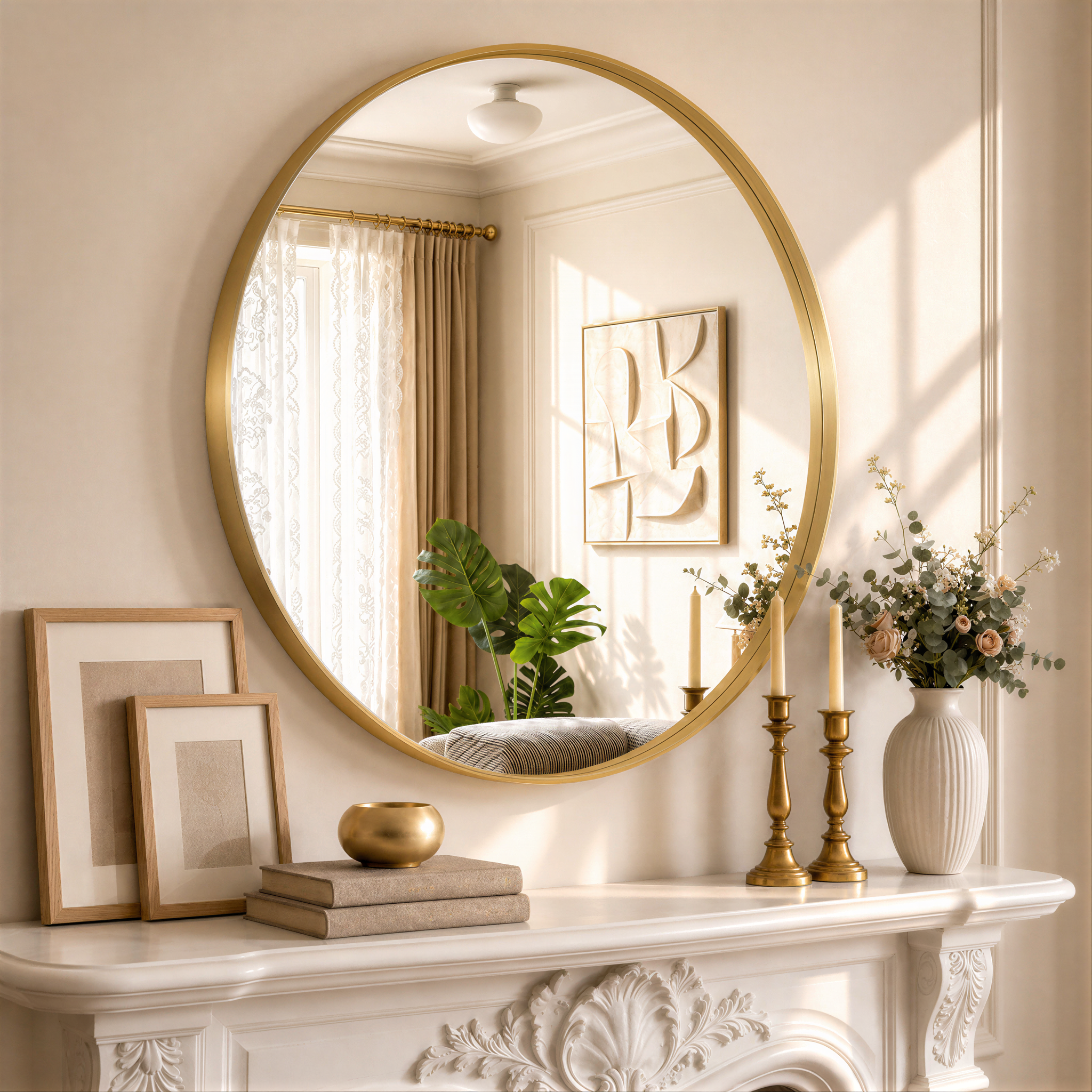 Round Bathroom Mirror, 28 Inch Large Circle Vanity Mirror with Anti-Rust Aluminum Frame, Modern Wall Mounted Mirror for Bedroom, Living Room, Wall Decor