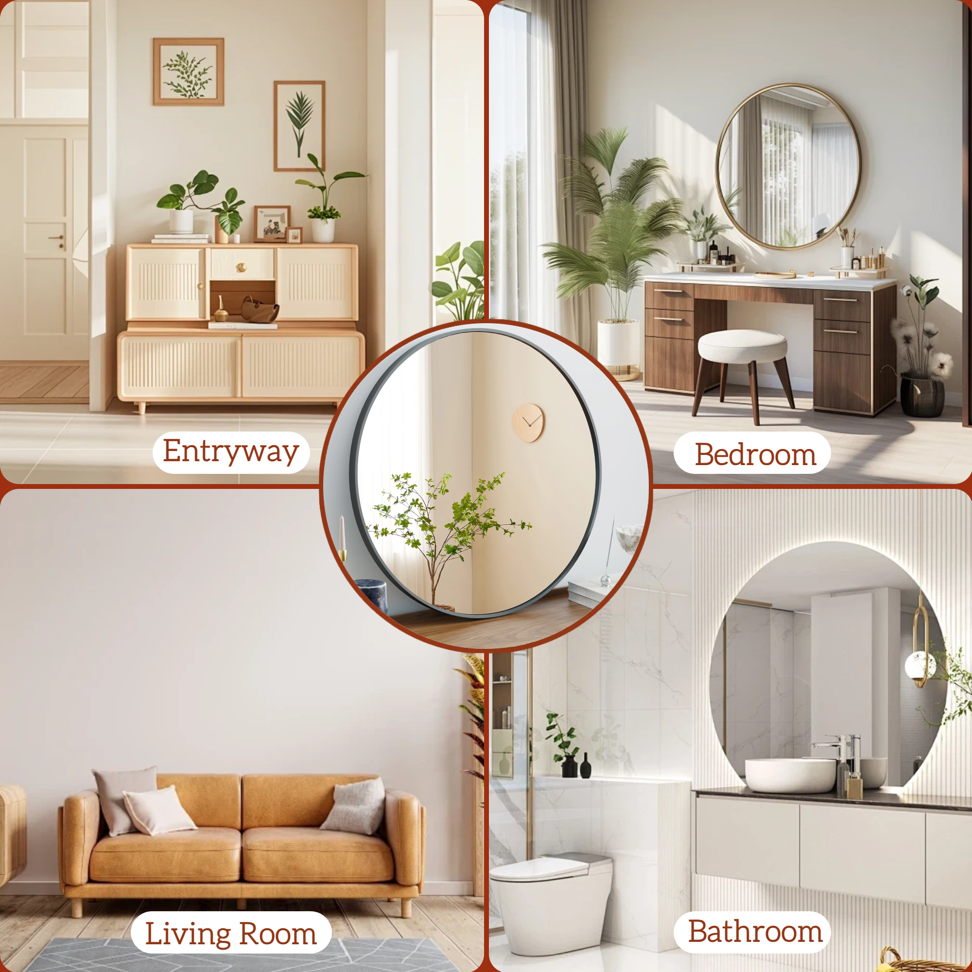 Round Bathroom Mirror, 20 Inch Large Circle Vanity Mirror with Anti-Rust Aluminum Frame, Modern Wall Mounted Mirror for Bedroom, Living Room, Wall Decor