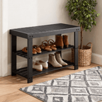 Shoe Rack Bench, 3-Tier Bamboo Shoe Storage Organizer, Entryway Bench, Holds Up to 300 lb, 27.6*11.2*17.9 Inches, for Entryway Bathroom Bedroom-Brown