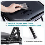 2 Pack Leather Padded Folding Chairs, Indoor Outdoor Stackable Portable Metal Frame Chairs, Comfortable Seating for Home Office Party Events, Black