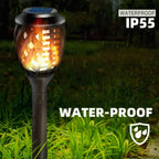 Solar Flickering Flame Lights Outdoor, 8 LED Solar Torch Lights with Realistic Dancing Flame, Waterproof Tiki Torches for Garden, Yard, Patio, Pathway, Halloween