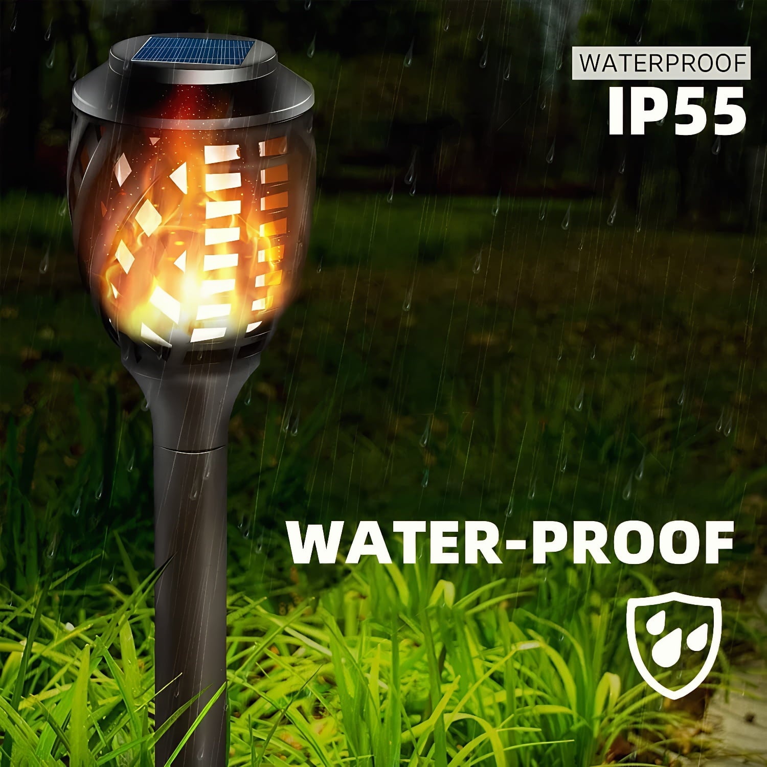 Solar Flickering Flame Lights Outdoor, 8 LED Solar Torch Lights with Realistic Dancing Flame, Waterproof Tiki Torches for Garden, Yard, Patio, Pathway, Halloween