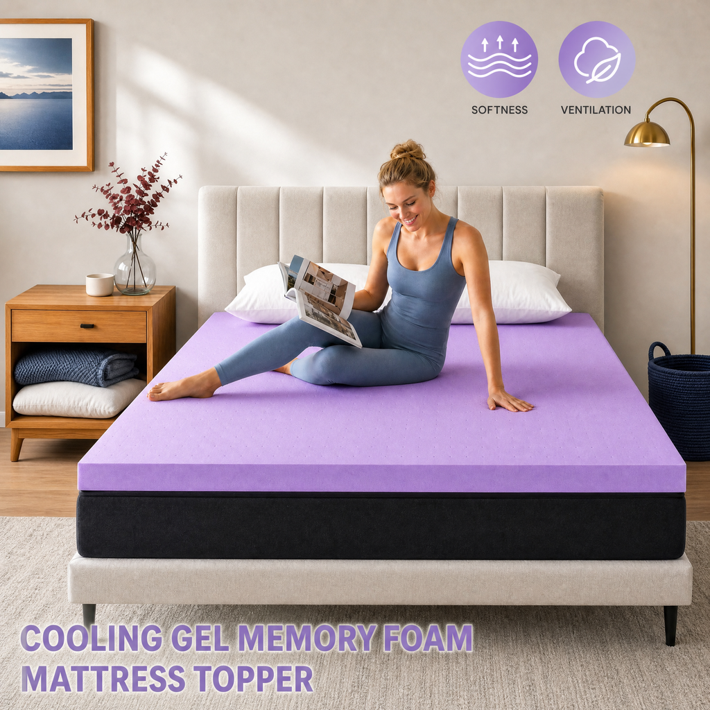 3 Inch Gel Memory Foam Mattress Topper Queen, Cooling Ventilated Bed Topper for Pressure Relief, Breathable Soft Pad, CertiPUR-US Certified