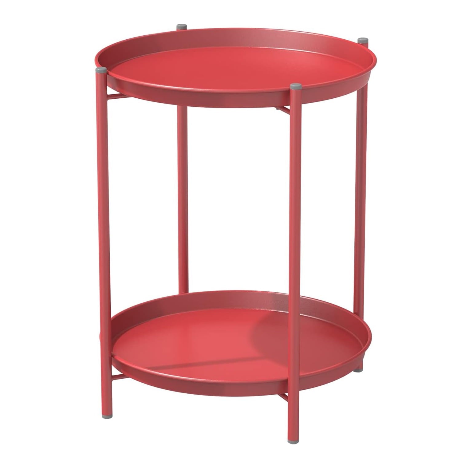2-Tier Round Metal End Table with Removable Tray – Small Space-Saving Side Table for Living Room, Bedroom, Balcony, Patio, Blue