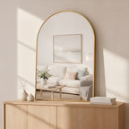 20"x30" Arched Bathroom Mirror, Wall Mounted Vanity Mirror with Metal Frame for Bedroom, Entryway, Living Room, Gold