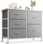 5 Drawer Fabric Dresser for Bedroom and Living Room, Chest of Drawer Organizer Storage Cabinet for Closet, Entryway, Grey