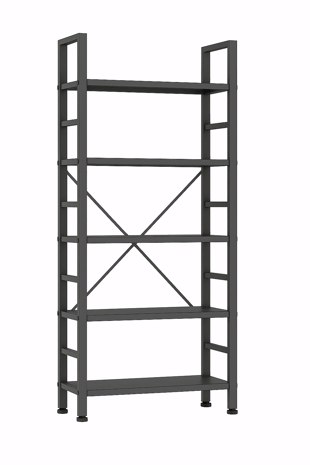 5 Tier BookShelf, Free Standing Storage Shelving Unit for Living Room/Bathroom/Office/Garage, Adjustable, Easy Assembly, Rustic Brown