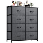 8 Drawers Dresser, Fabric Closet Chests Storage Organizer Tower with Wooden Top Metal Frame for Bedroom Living Room Hallway Entryway, Grey