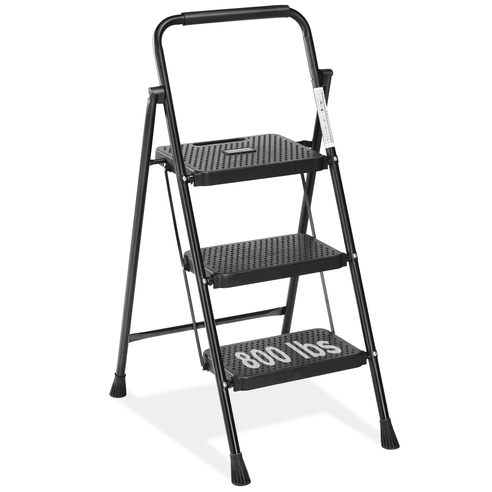 Heavy Duty 800lbs 2-Step Folding Ladder, Sturdy Steel Step Stool with Wide Anti-Slip Pedals, Lightweight Portable Ladder for Home, Kitchen, Garage