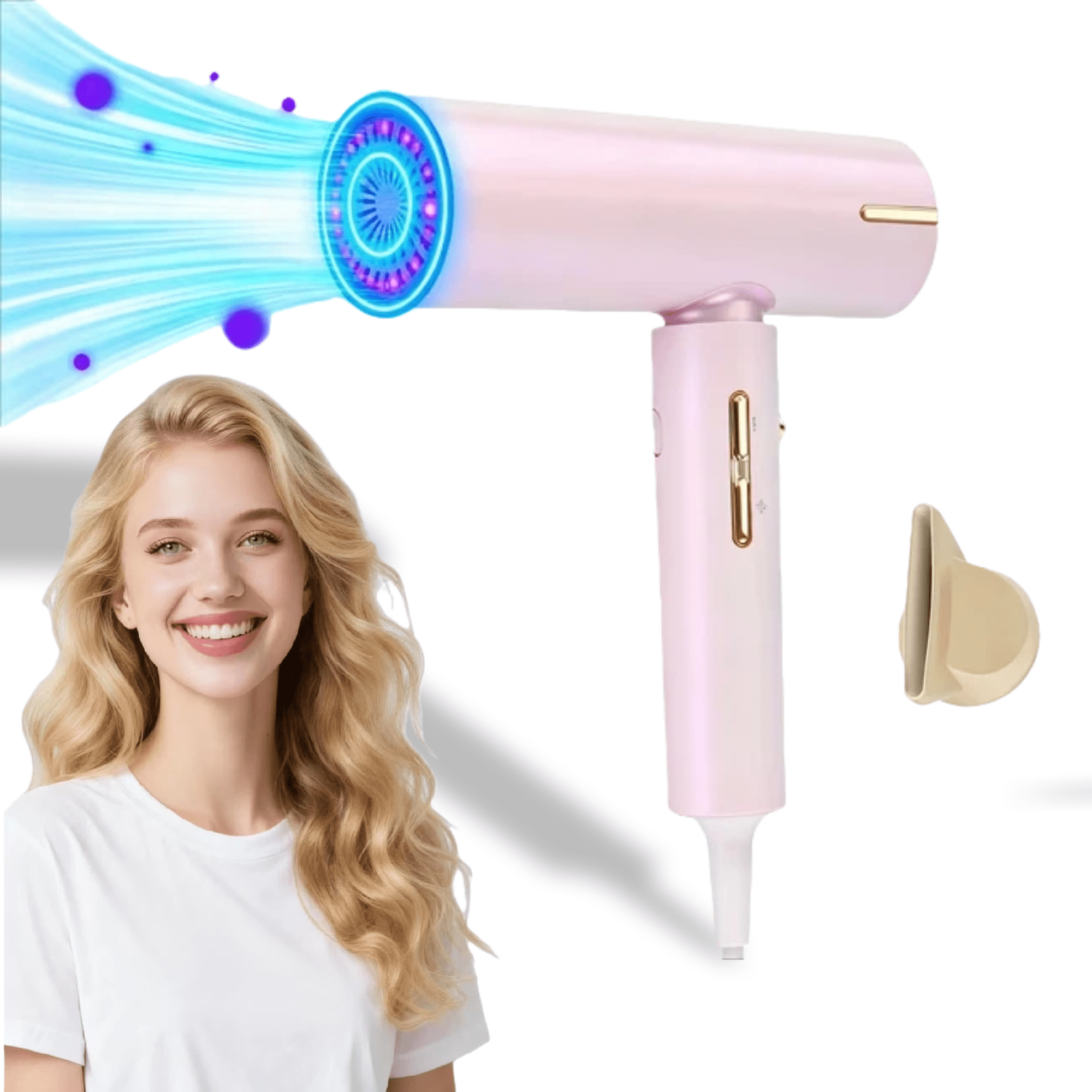 High Speed Hair Dryer with 200 Million Negative Ions, Magnetic Nozzle, Cold Air & Argan Oil Coating, Lightweight Professional Blow Dryer for Fast Drying, Frizz Control, Home Salon Use