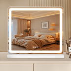 Lighted Makeup Mirror, 19"*22" Vanity Mirror with LED, 3 Lighting Modes, Dimmable Touch Control, USB Charging Port for Desk, Dorm, Bedroom