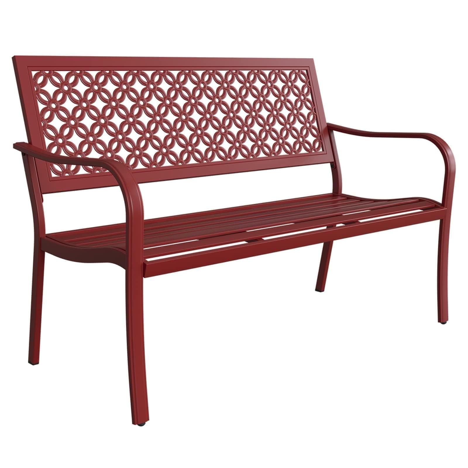 Outdoor Bench with Floral Design, Anti-Rust Steel Garden Bench for Patio, Porch, Park, Weatherproof Metal Bench with 660LB Capacity, Sunflower for Yard, Garden Decor Black