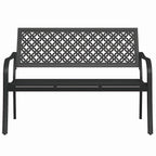 Outdoor Bench with Floral Design, Anti-Rust Steel Garden Bench for Patio, Porch, Park, Weatherproof Metal Bench with 660LB Capacity, Sunflower for Yard, Garden Decor Black