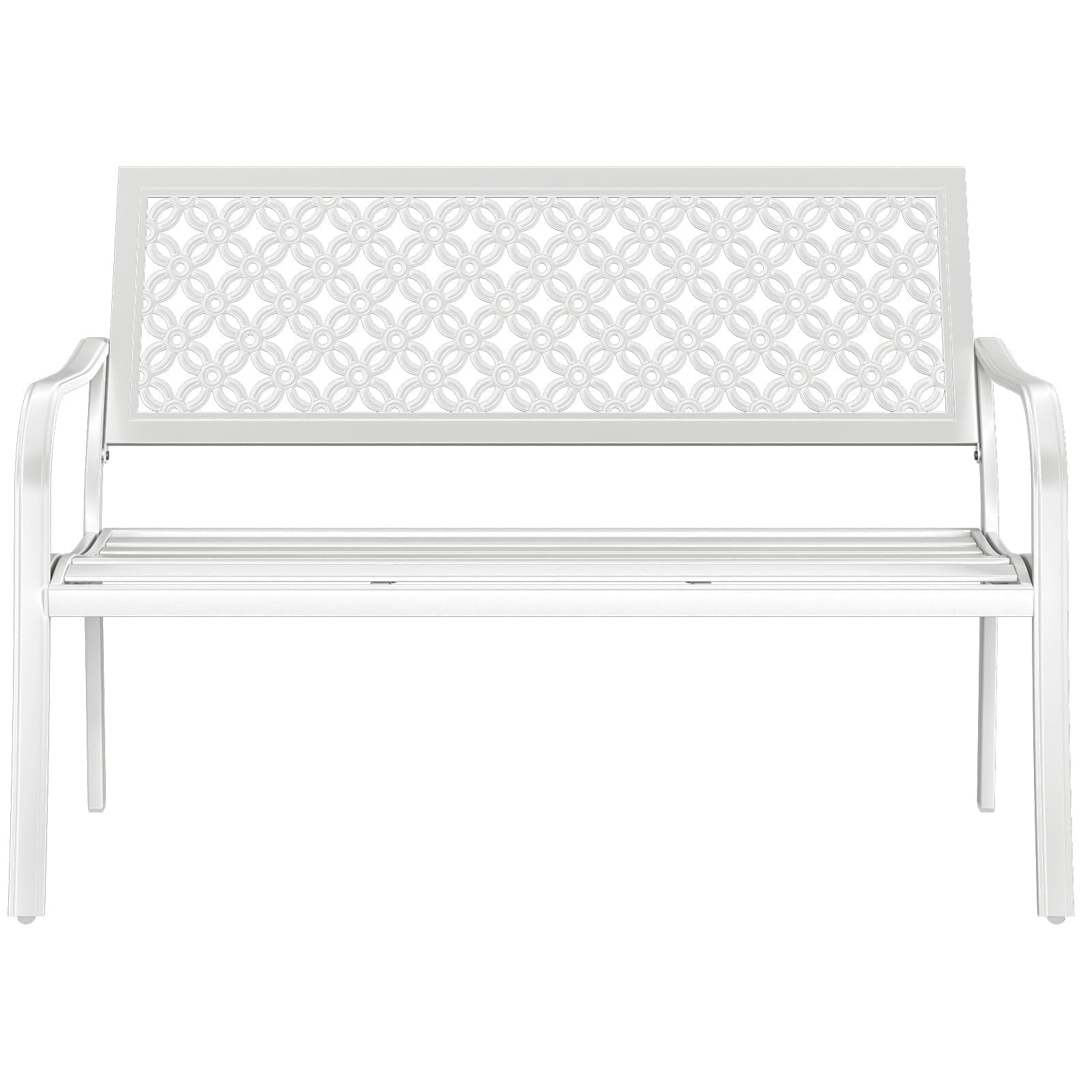 Outdoor Bench with Floral Design, Anti-Rust Steel Garden Bench for Patio, Porch, Park, Weatherproof Metal Bench with 660LB Capacity, Sunflower for Yard, Garden Decor Black