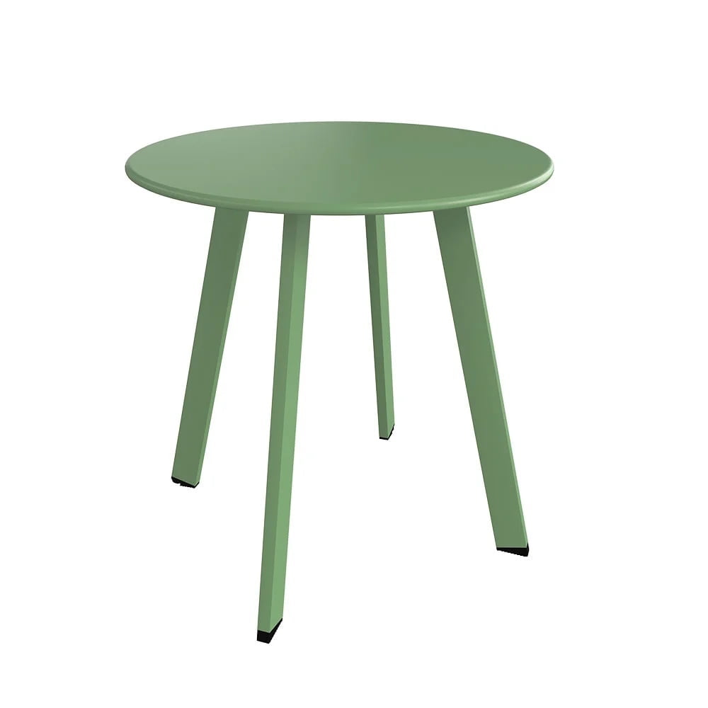 Small Side Table – Indoor & Outdoor Steel Powder Coated Round Patio Table with Square Legs for Patio, Living Room, Bedroom, Yellow