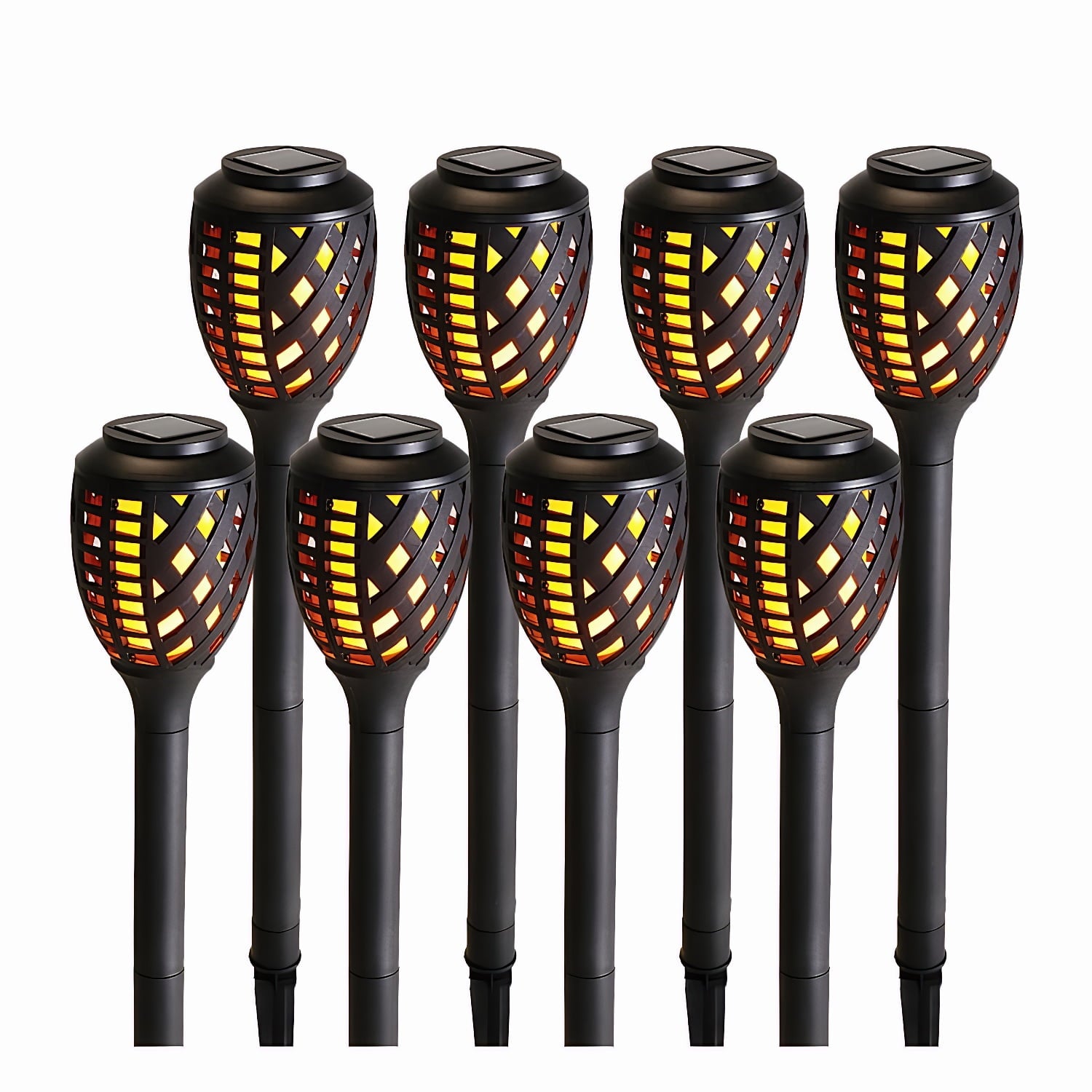 Solar Flickering Flame Lights Outdoor, 8 LED Solar Torch Lights with Realistic Dancing Flame, Waterproof Tiki Torches for Garden, Yard, Patio, Pathway, Halloween