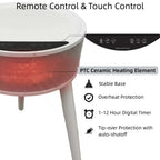 Nygira 1500W Indoor Space Heater, PTC Ceramic for Rapid & Safe Heating, 12H Timer, ECO Mode, Quiet Portable Heater for Bedroom, Office, White