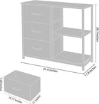 3 Drawer Nightstand for Bedroom,Fabric Dresser with Wood Top and Shelves, Chest of Drawer Organizer Storage Cabinet, Bedside Table, Grey