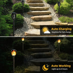 Solar Flickering Flame Lights Outdoor, 8 LED Solar Torch Lights with Realistic Dancing Flame, Waterproof Tiki Torches for Garden, Yard, Patio, Pathway, Halloween