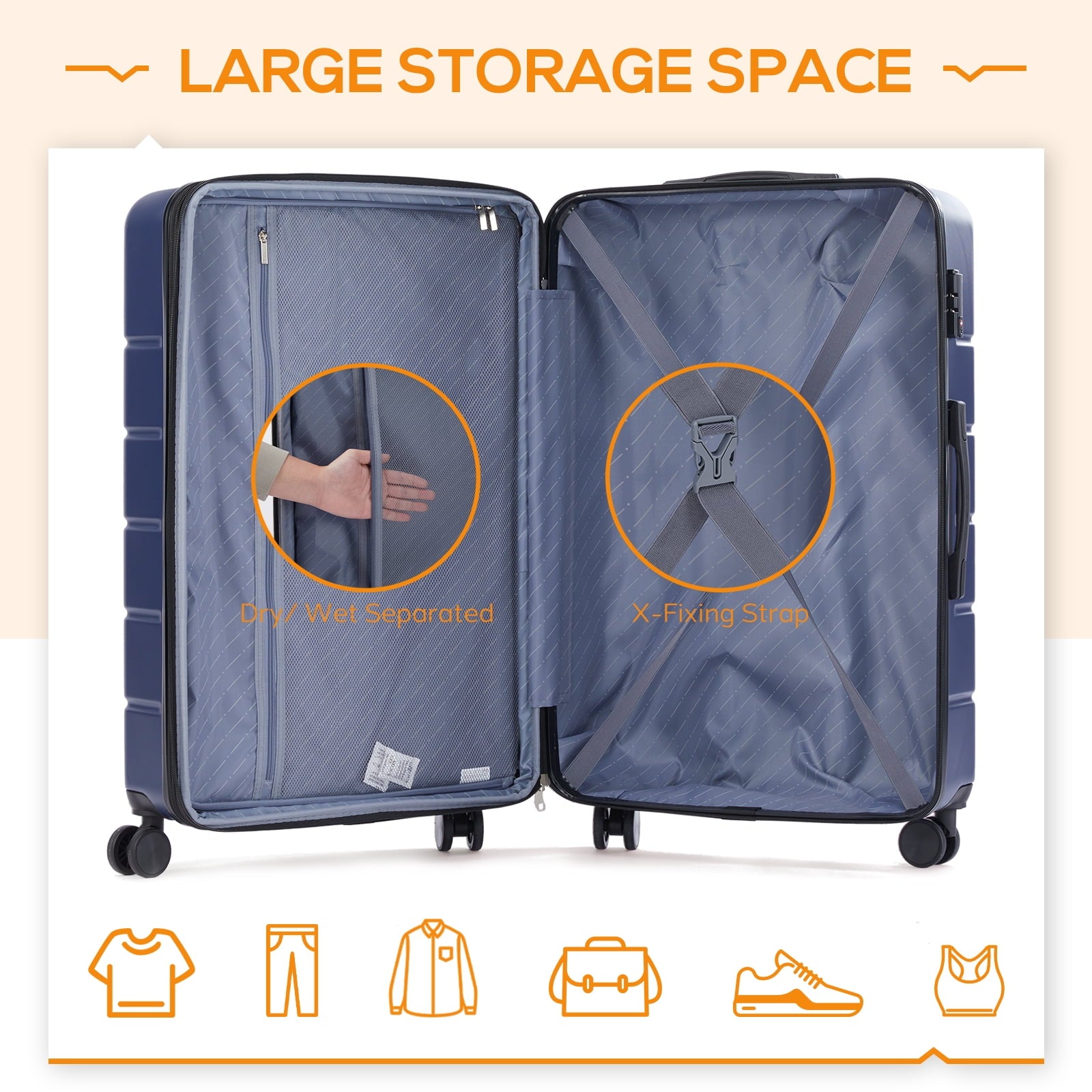 Carry-On Luggage, 28 inch Hard Shell Rolling Suitcase for Travel Expandable Lightweight with Spinner Wheels TSA Lock