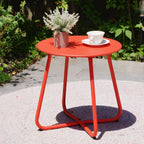 3-PieceOutdoor Rocking Chairs Set for 2 with Thick Cushions and 18-inch Small Round Table, Steel Patio Conversation Set for Backyard, Porch, Deck - Easy Assembly Red