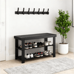 Shoe Rack Bench, 3-Tier Bamboo Shoe Storage Organizer, Entryway Bench, Holds Up to 300 lb, 27.6*11.2*17.9 Inches, for Entryway Bathroom Bedroom-Brown