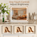 Lighted Makeup Mirror, 19"*22" Vanity Mirror with LED, 3 Lighting Modes, Dimmable Touch Control, USB Charging Port for Desk, Dorm, Bedroom