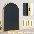 20"x30" Arched Bathroom Mirror, Wall Mounted Vanity Mirror with Metal Frame for Bedroom, Entryway, Living Room, Gold