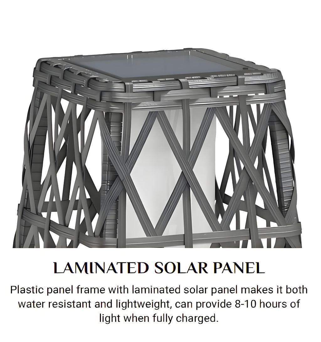 Solar Powered Outdoor Floor Lamp Woven Resin Wicker Waterproof Automatic (Large)