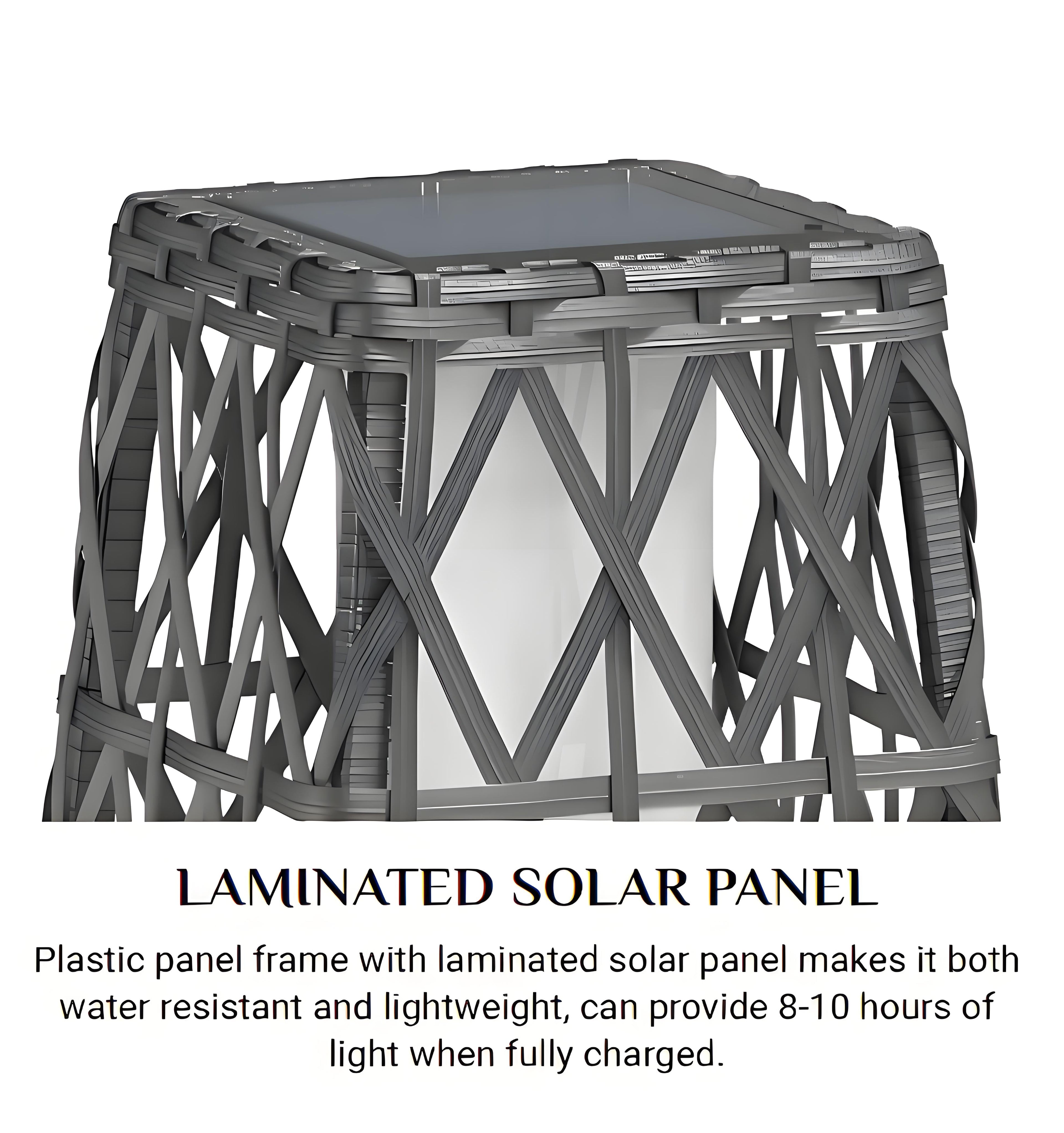 Solar Powered Outdoor Floor Lamp Woven Resin Wicker Waterproof Automatic (Large)