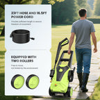 Electric Pressure Washer, 2100 Max PSI 2.0 Max GPM with Foam Cannon, 5 Quick Connect Nozzles, for Cars/Fences/Driveways/Home/Patios, Green