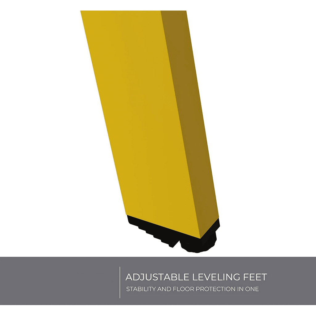 Small Side Table – Indoor & Outdoor Steel Powder Coated Round Patio Table with Square Legs for Patio, Living Room, Bedroom, Yellow