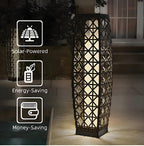 Solar Powered Outdoor Floor Lamp Woven Resin Wicker Waterproof Automatic (Large)