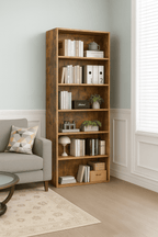 Bookshelf, 6-Tier Bookcase, Wooden Book Shelf, Open Storage Shelf, 9.4 x 23.6 x 52.8 Inches, for Living Room, Home Office, Dinning Room, Rustic Brown