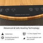 Nygira Space Heater, 1500W PTC Ceramic for Rapid Heating, Indoor Portable Heater for Bedroom, Office, 12H Timer, ECO Mode, Gray