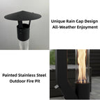 Nygira Portable Wood Pellet Heater with Wheels, Pellet Fire Pit with Rain Cap for Patio, Backyard, Evenings, Matte Black，PH08P