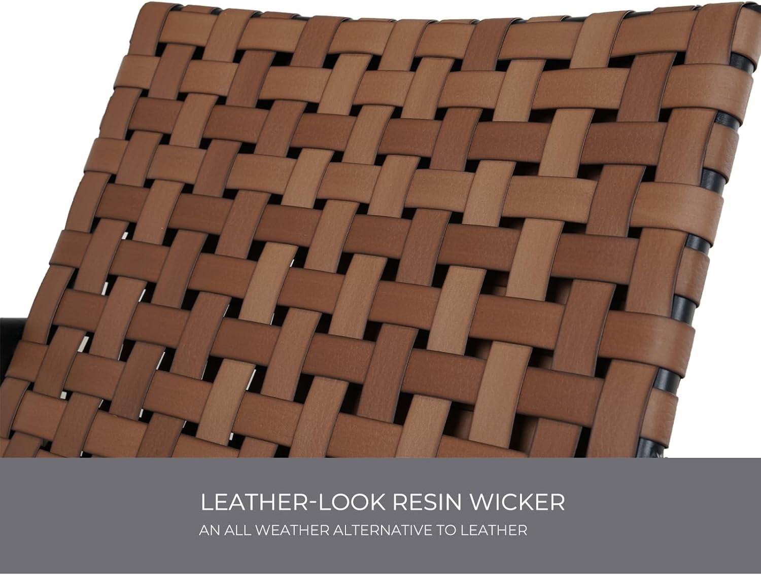 Set of 2 Wicker Outdoor Chairs, Brown Leather-Look Patio Dining Chair Set, Deep-Seated Bistro Chairs for Garden, Deck, Backyard, Balcony