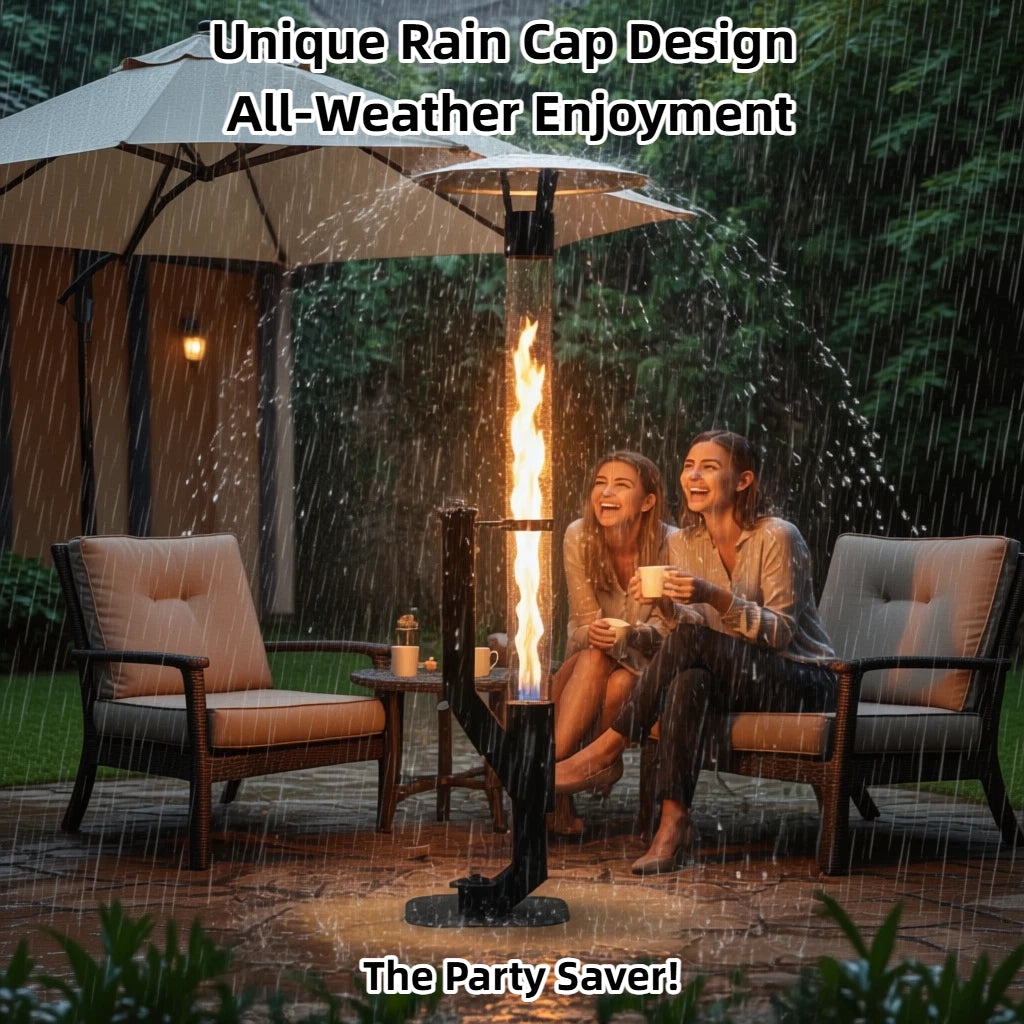 Nygira Outdoor Pellet Heater with Exclusive Rain Cap, All-Weather Patio Heater for Garden, Backyard, Party, Black，PH08
