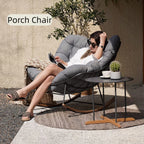 Nygira Papasan Rocking Chair, Oversized Rocking Chair with Thick Gray Cushion for Bedroom Porch Patio
