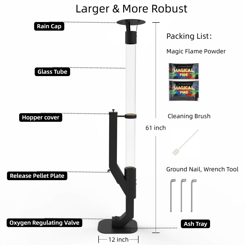 Nygira Outdoor Pellet Heater with Exclusive Rain Cap, All-Weather Patio Heater for Garden, Backyard, Party, Black，PH08