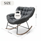 Nygira Papasan Rocking Chair, Oversized Rocking Chair with Thick Gray Cushion for Bedroom Porch Patio