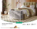 5 Drawer Fabric Dresser for Bedroom and Living Room, Chest of Drawer Organizer Storage Cabinet for Closet, Entryway, Grey